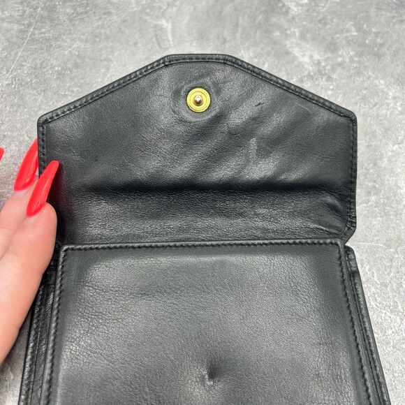 Celine Black Quilted Leather Trifold Wallet Clasp Closure Authentic Luxury - Picture 7 of 14